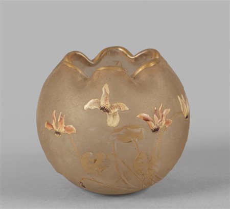 Vaso in vetro Liberty con decoro di fiori in 