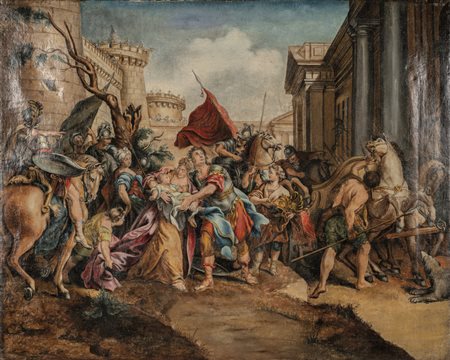 "Fuga da una città conquistata" olio, 