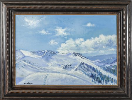 "Paesaggio innevato" olio<br>cm. 100x69