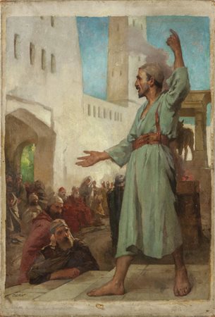 "Il Vitello d'oro" olio f.to in b. a s. 