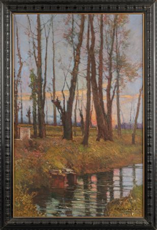 Riflessi sull'acqua<br>olio    cm.61x96<br>f.to 