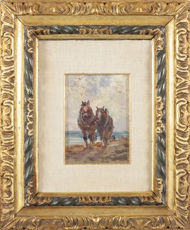 LEONARDO RODA (1868-1933) <br>Cavalli<br>olio su 