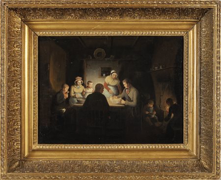 Scuola francese I metà sec.XIX "Famiglia in 