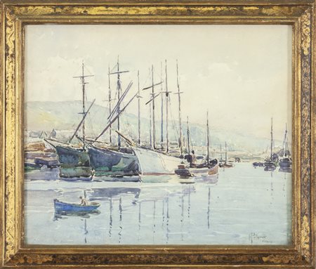 "Veduta di porto" acquarello<br>cm. 45x37
