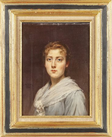 Scuola francese sec.XIX "Ragazza con abito 