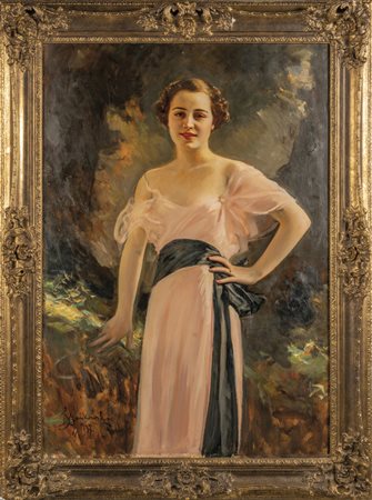 "L'abito rosa" <br>olio    cm. 80x120<br>f.to in 