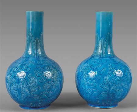 Coppia di vasi in porcellana di Cina turchese a 