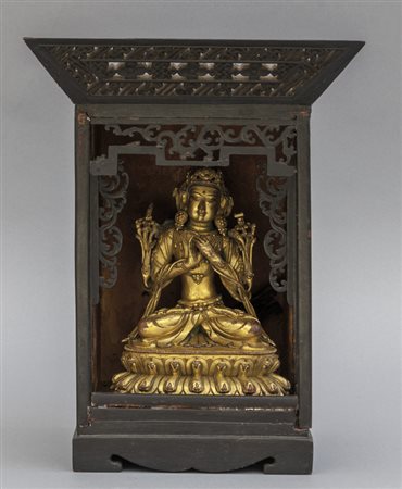 Parvati, antica scultura in bronzo dorato, 