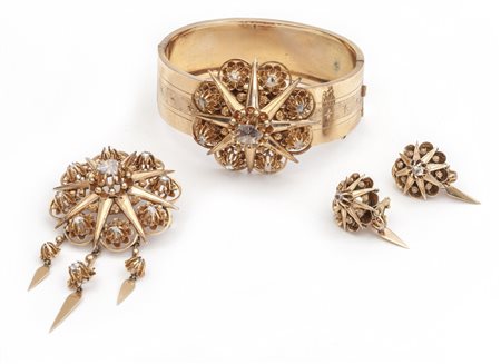 Parure in oro rosa basso titolo composta da 