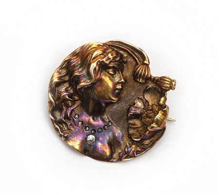 Spilla in oro giallo epoca Liberty con 