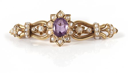 Spilla in oro rosa a forma di barra epoca '800 