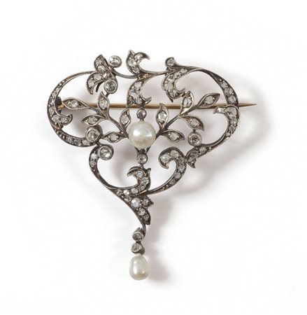 Spilla in oro e argento epoca '800 di gusto 