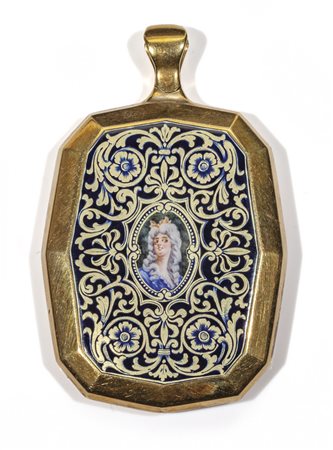 Ciondolo porta specchio in oro giallo con 