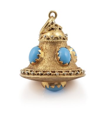 Ciondolo in oro giallo a forma di campana con 