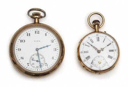 Lotto composto da due orologi da tasca in oro 