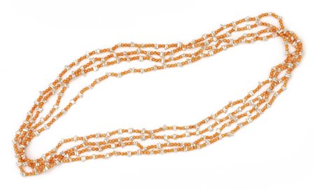 Collana composta da quattro fili di corallo rosa 