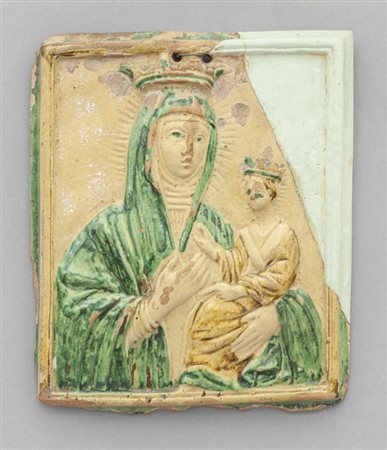 Placca in terracotta policroma invetriata 