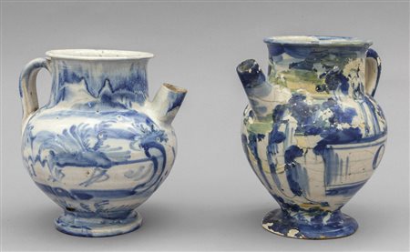 Versatoio in ceramica di Savona con figurine e 