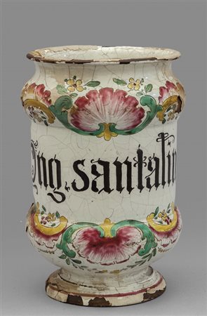 Grande albarello in ceramica con decorazione 