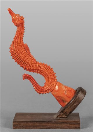 Cavalluccio marino in corallo rosso, Italia metà 