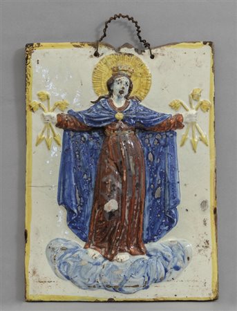 La Madonna dei fulmini, placca in maiolica 