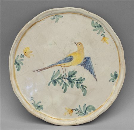 Alzata in maiolica di Savona decorata in 