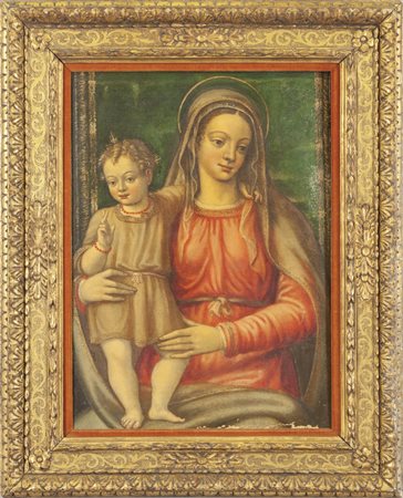 "Madonna con Bambino" olio sec.XIX<br>cm. 60x88