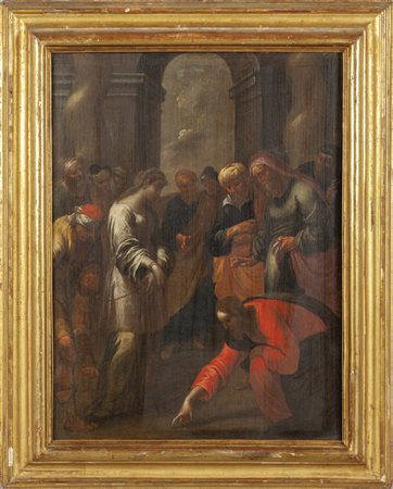 Scuola genovese sec.XVII "Cristo e l'adultera" 