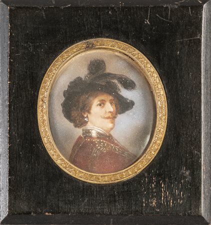 Gentiluomo con cappello, miniatura su avorio, 