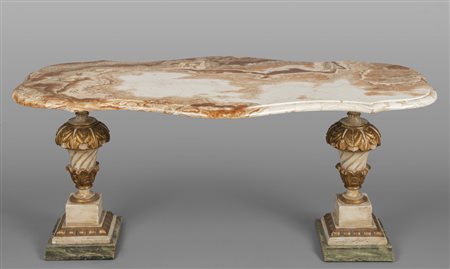 Tavolo da sofà formato da due vasi in legno 