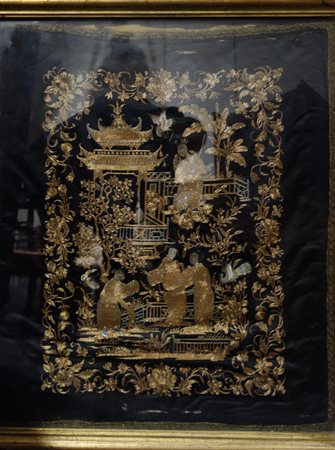 OGGETTISTICA (-) <br>Antico ricamo orientale su 