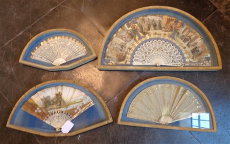 Sei ventagli in teca di epoche e misure diverse