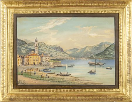 "Il lago di Como" gouache<br>cm. 87x62