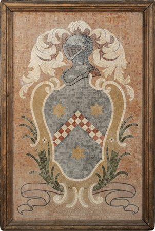 Stemma nobiliare in mosaico sec.XIX<br>cm.70x115