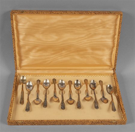 Sei cucchiaini da caffè in argento 1000<br>gr.150