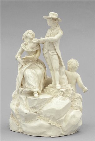 Gruppo in maiolica, Bassano sec. XIX <br>h. cm. 