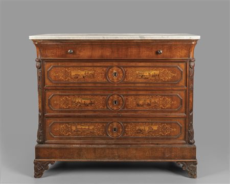 Ignazio Scotto (1832-1907) Comò Carlo X a quattro 