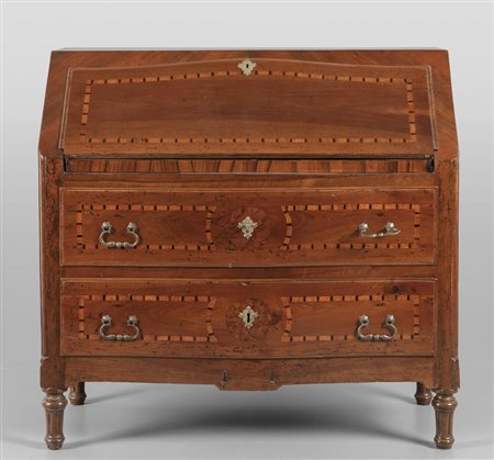 Ribalta Luigi XVI in noce intarsiata con filetti, 