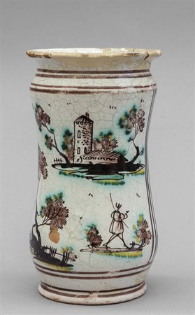 Albarello in maiolica di Savona raffigurante 