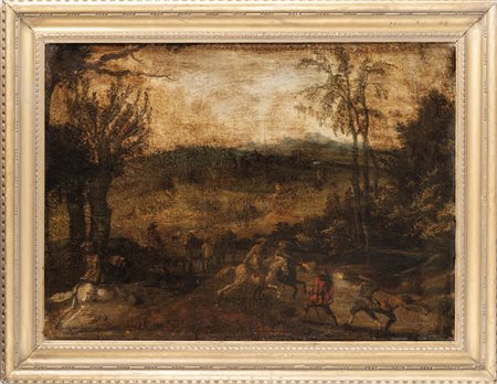 Scuola italiana sec.XVII "Assalto dei briganti" 