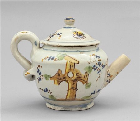 Caffettiera in maiolica di Savona, decorazione 