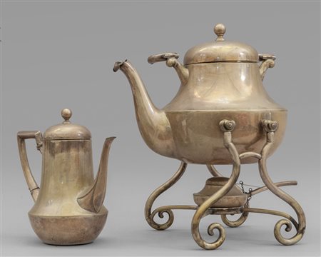 Samovar e caffettiera in argento<br>Kg.2, difetti 