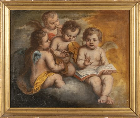Scuola lombarda sec.XVII "Putti musicanti" 