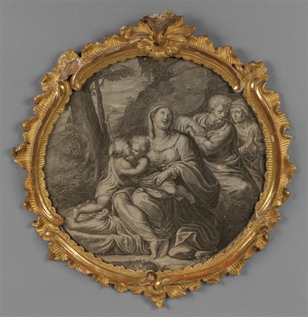 Cornice Luigi XV in legno intagliato e dorato 