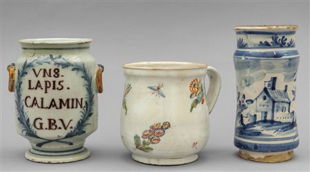 Due albarelli in ceramica (sec.XVIII) e un 