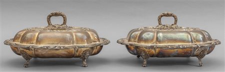 Coppia di legumiere Sheffield in stile Luigi XV 