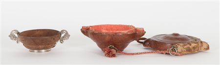 Coppa reliquia in legno con montatura in argento 