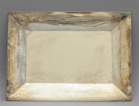 Vassoio rettangolare in argento, bordo 