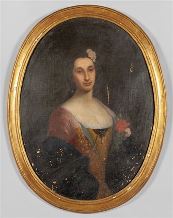 Scuola piemontese sec.XVIII "Nobildonna con rosa" 