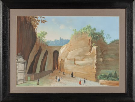 Scuola napoletana sec.XIX "Visita agli scavi" 